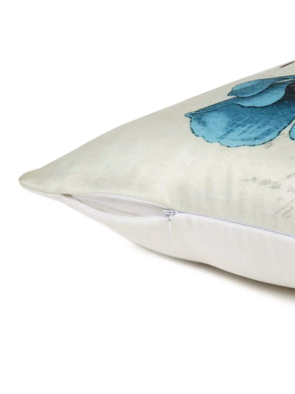 Oussum White Floral Printed Cotton Cushion Cover Boho Pillow Case Set Of 2
